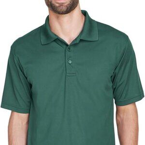 UltraClub Mens Cool & Dry Forest Green Large Polyester Mesh Piqué Polo Shirt